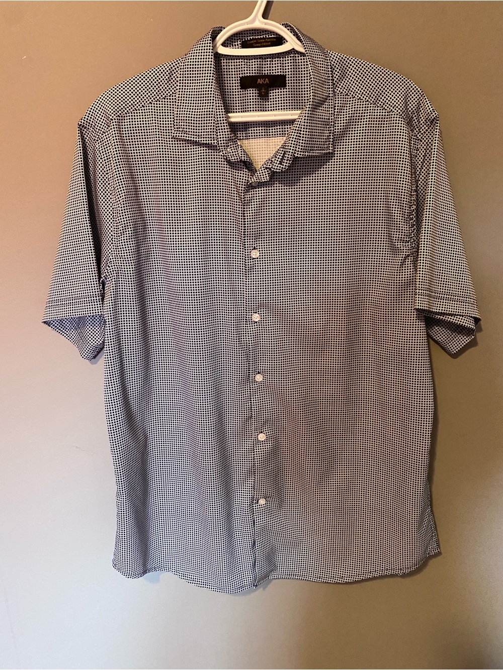 Men's Short-Sleeve Button-Up Shirt - Blue Microcheck